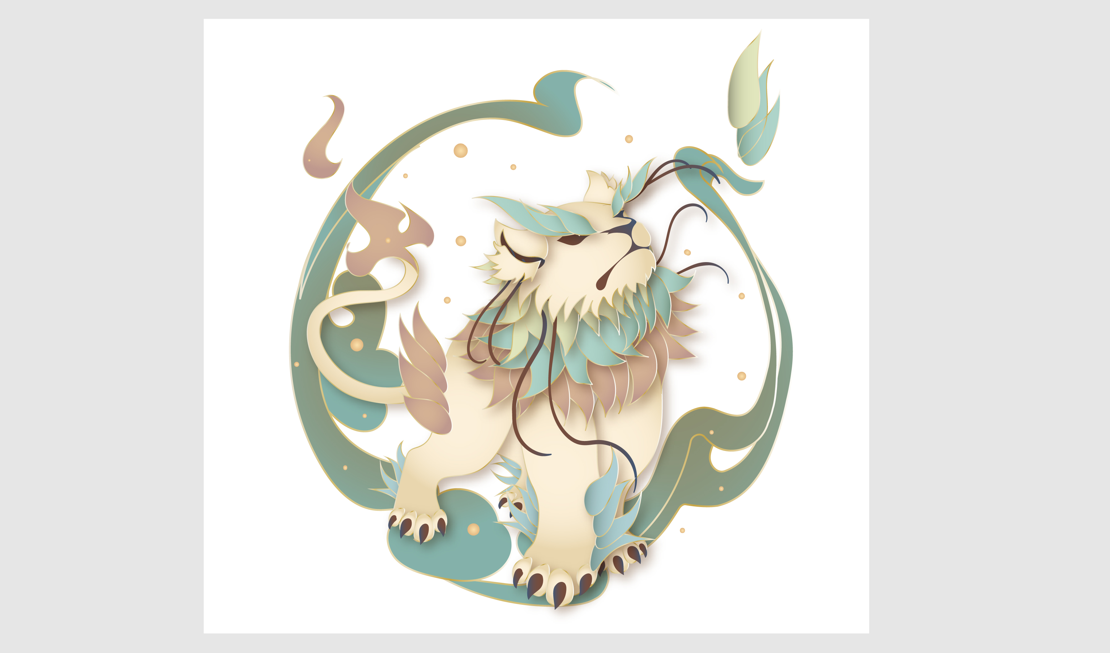 生肖 雄狮 彩色插画 矢量图.ai